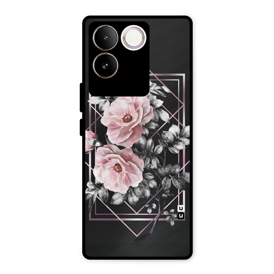 Beguilling Pink Floral Metal Back Case for iQOO Z7 Pro