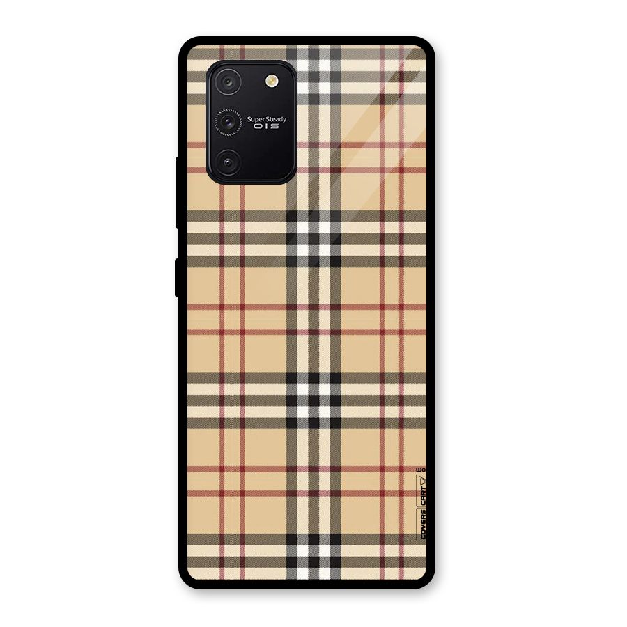Beige Check Glass Back Case for Galaxy S10 Lite