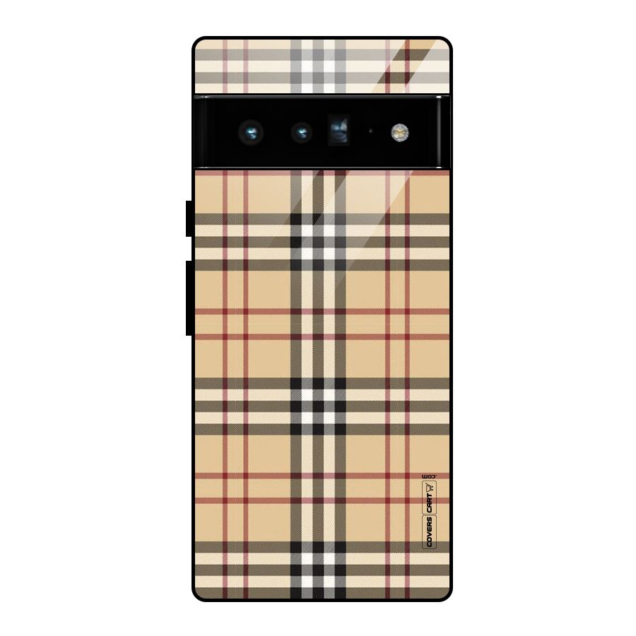 Beige Check Glass Back Case for Google Pixel 6 Pro