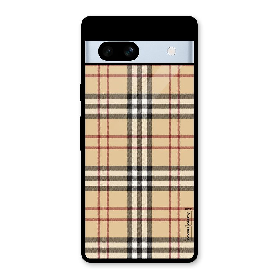 Beige Check Glass Back Case for Google Pixel 7a