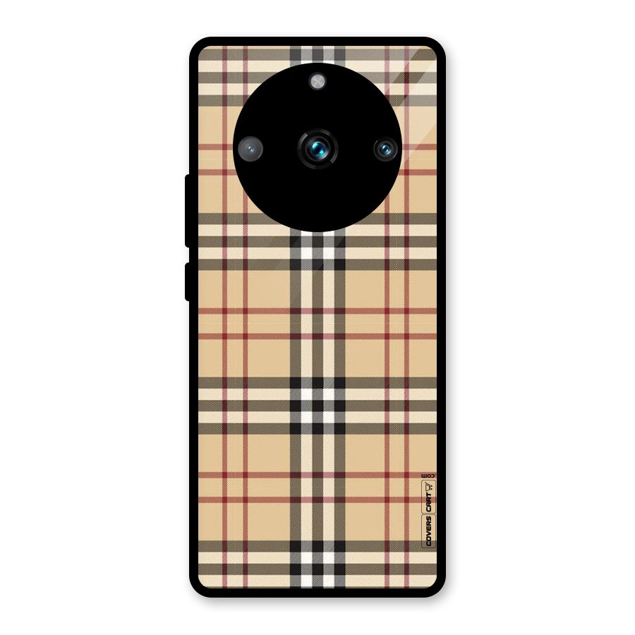 Beige Check Glass Back Case for Realme 11 Pro