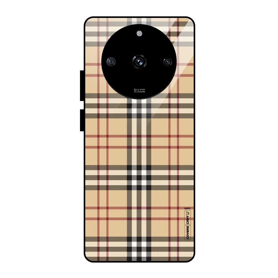 Beige Check Glass Back Case for Realme Narzo 60 5G