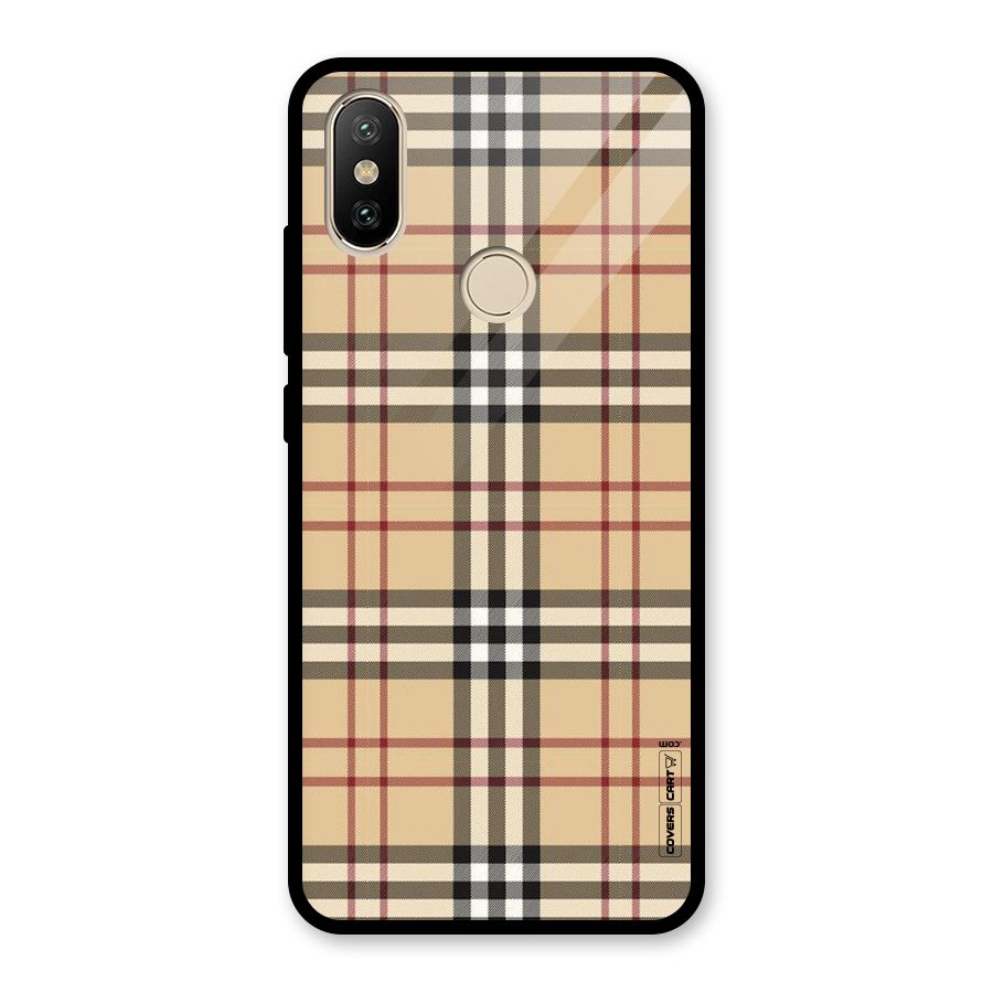 Beige Check Glass Back Case for Redmi A2