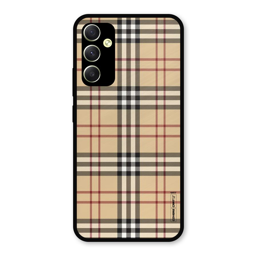 Beige Check Metal Back Case for Galaxy A34