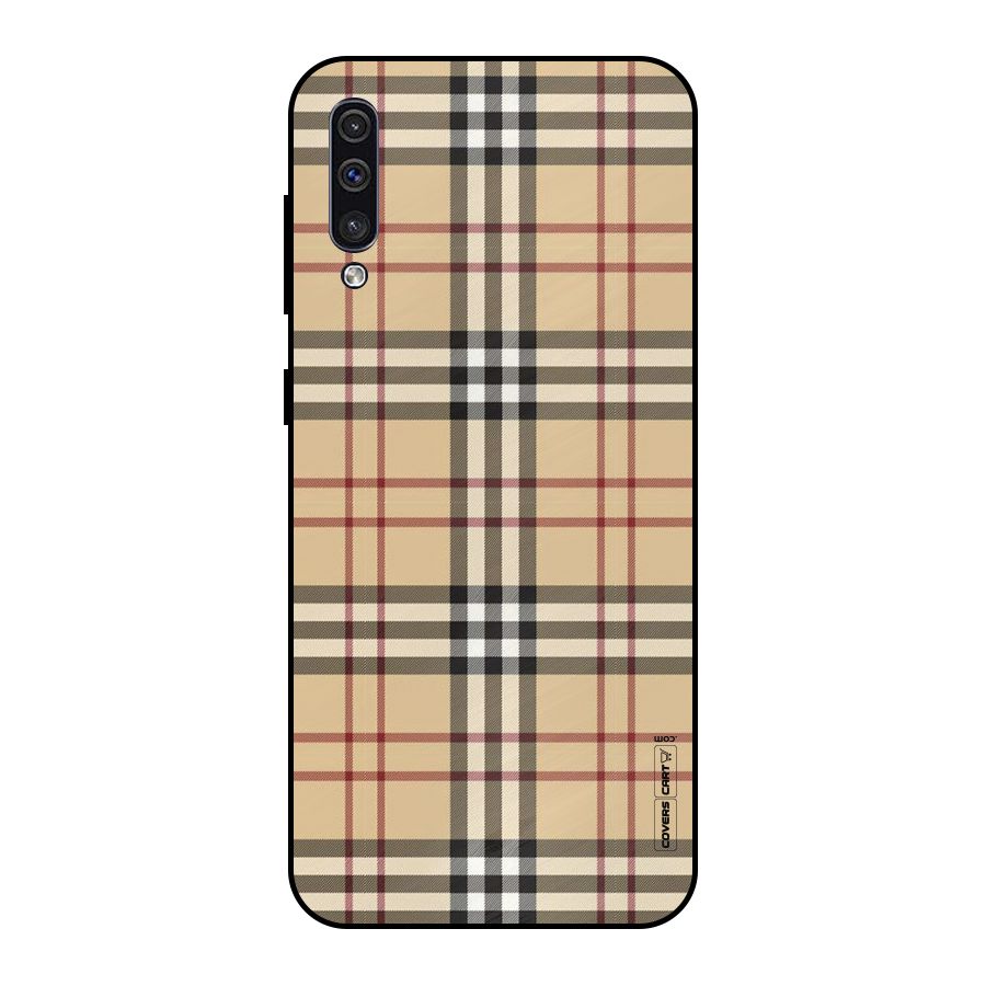 Beige Check Metal Back Case for Galaxy A50