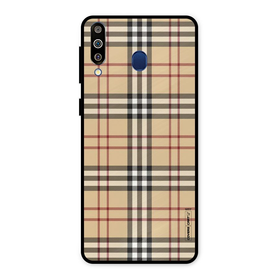 Beige Check Metal Back Case for Galaxy M30