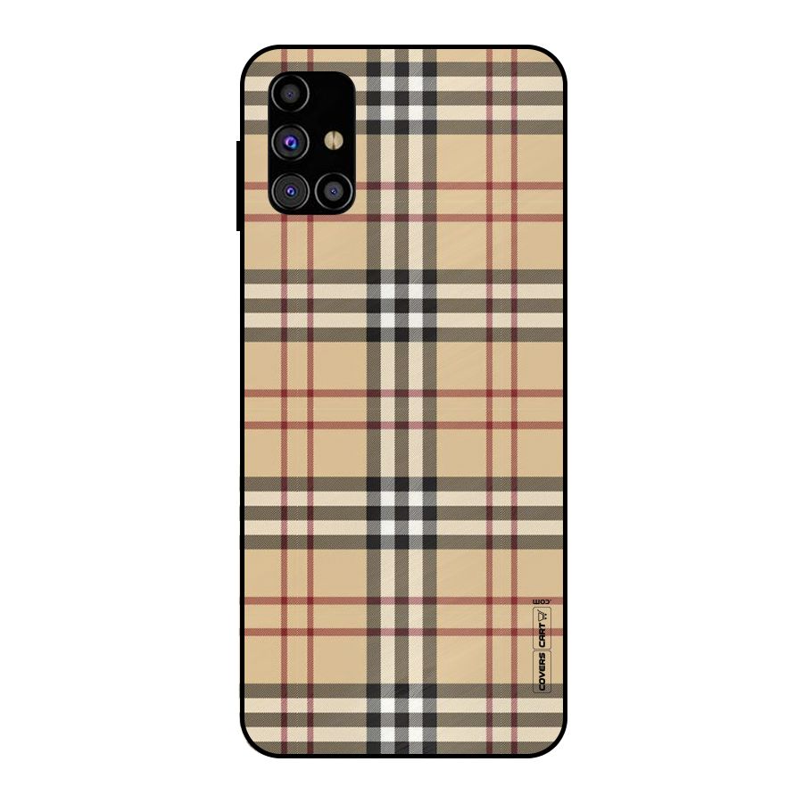 Beige Check Metal Back Case for Galaxy M31s