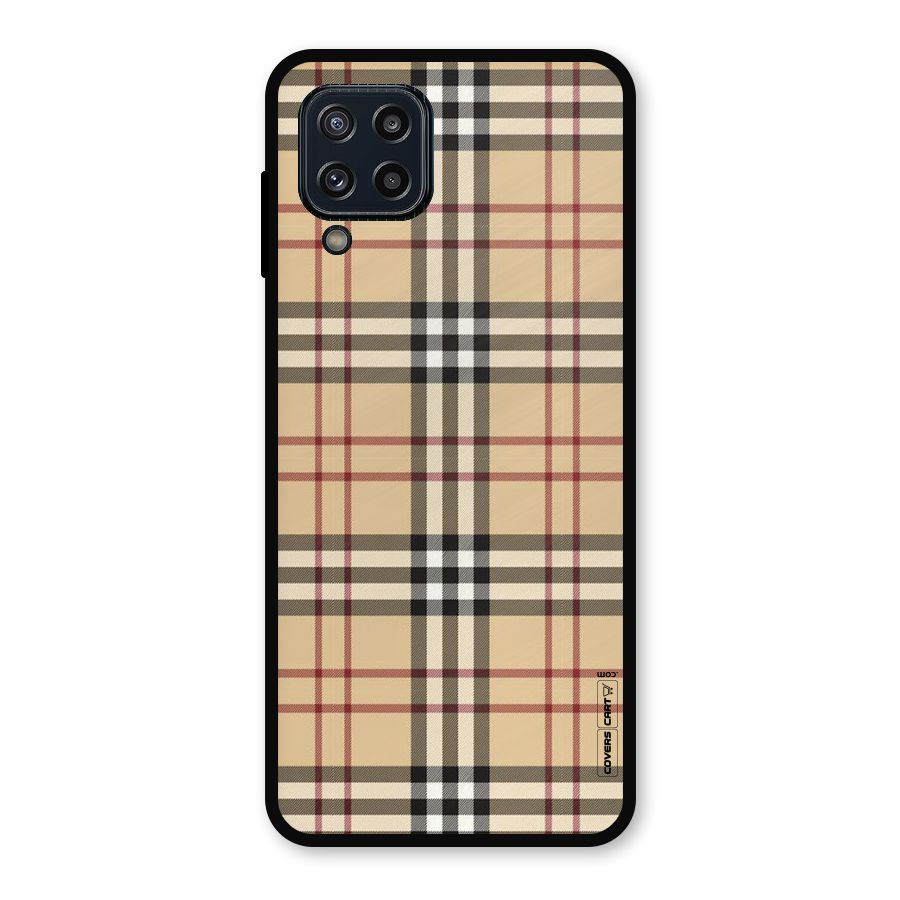 Beige Check Metal Back Case for Galaxy M32