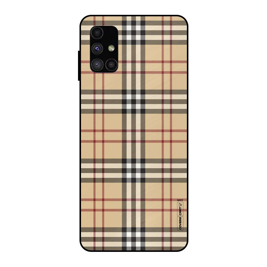 Beige Check Metal Back Case for Galaxy M51