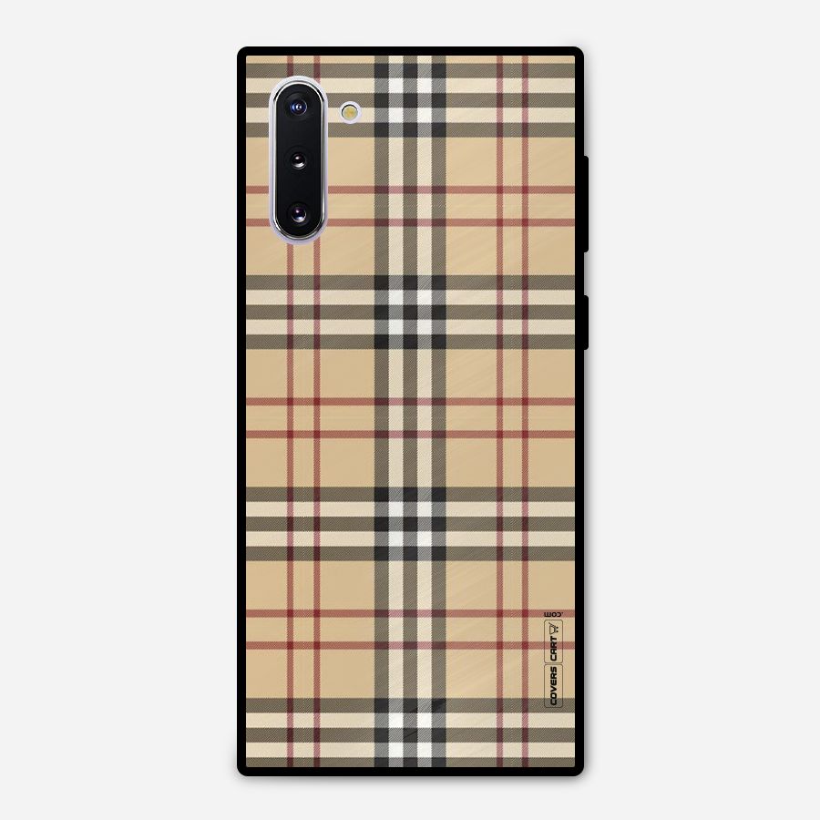 Beige Check Metal Back Case for Galaxy Note 10