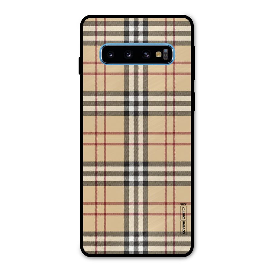 Beige Check Metal Back Case for Galaxy S10