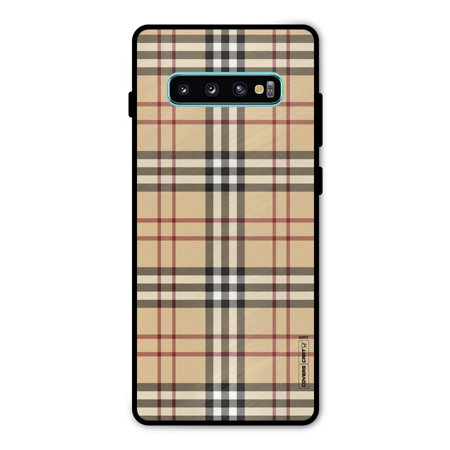 Beige Check Metal Back Case for Galaxy S10 Plus