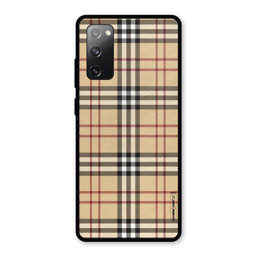 Beige Check Metal Back Case for Galaxy S20 FE 5G