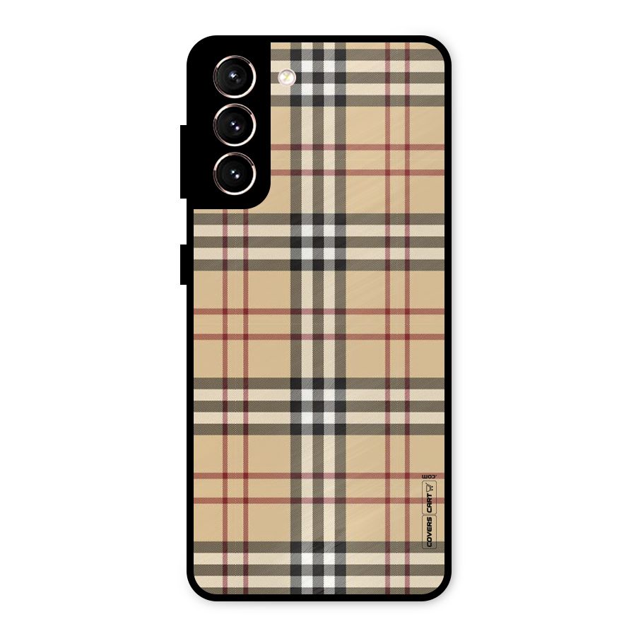 Beige Check Metal Back Case for Galaxy S21 5G