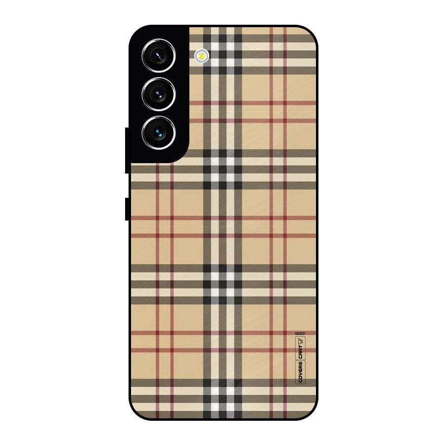 Beige Check Metal Back Case for Galaxy S22 5G