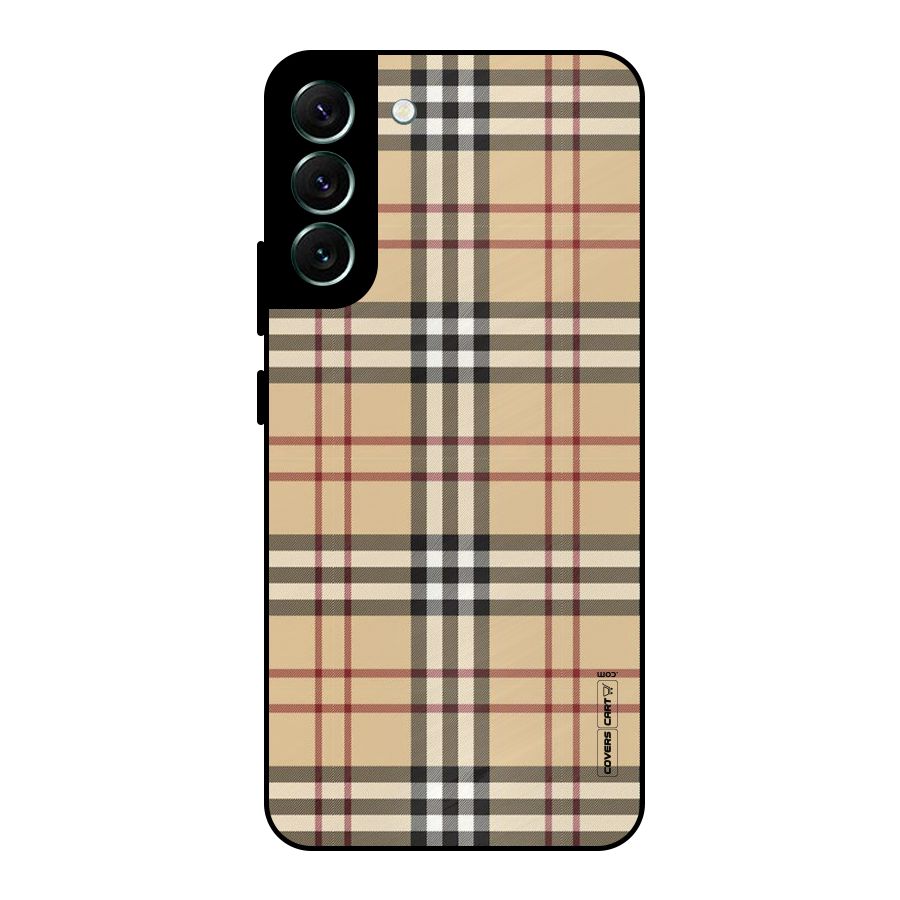 Beige Check Metal Back Case for Galaxy S22 Plus 5G