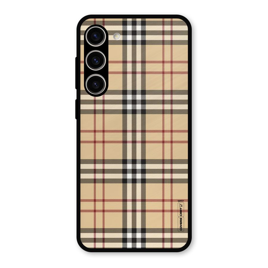 Beige Check Metal Back Case for Galaxy S23 Plus