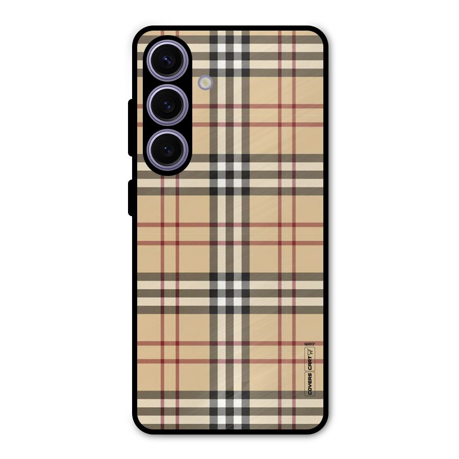 Beige Check Metal Back Case for Galaxy S24