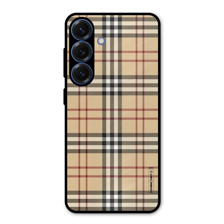 Beige Check Metal Back Case for Galaxy S25