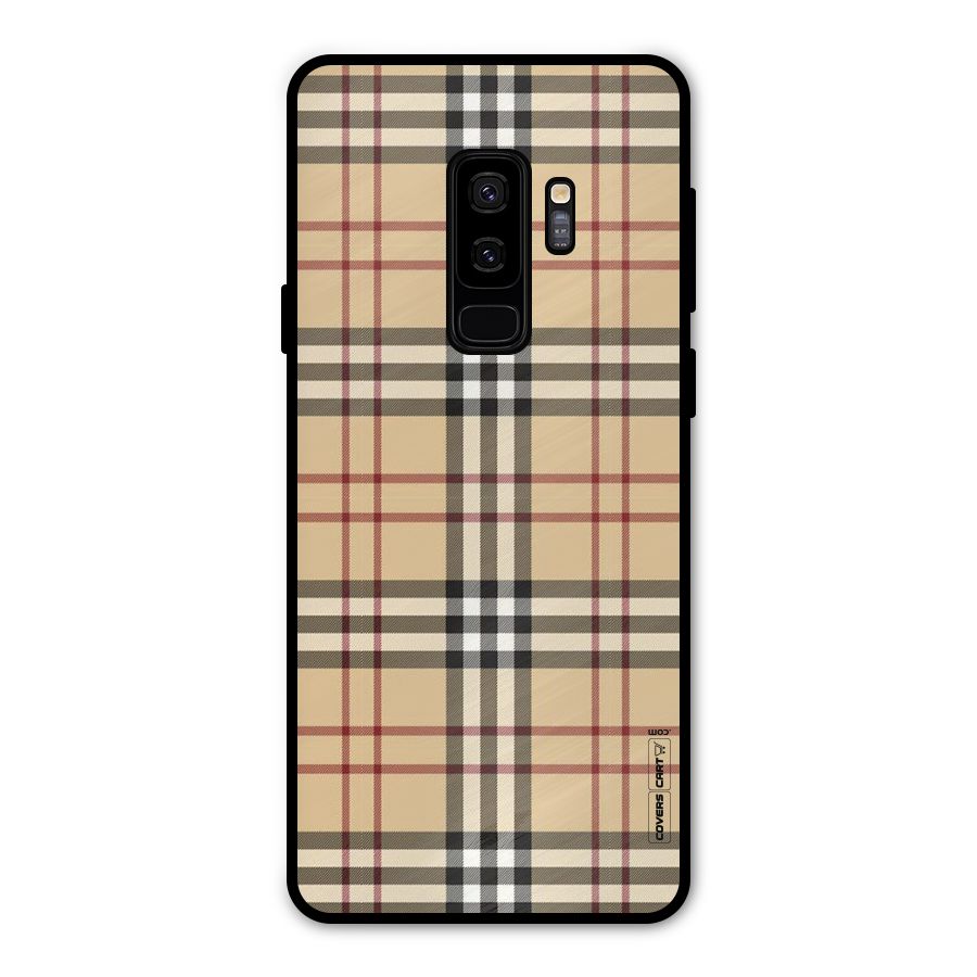 Beige Check Metal Back Case for Galaxy S9 Plus