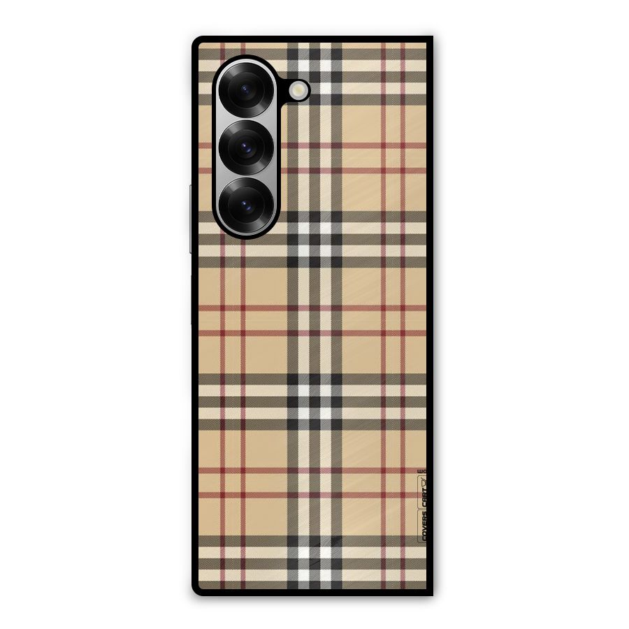 Beige Check Metal Back Case for Galaxy Z Fold6