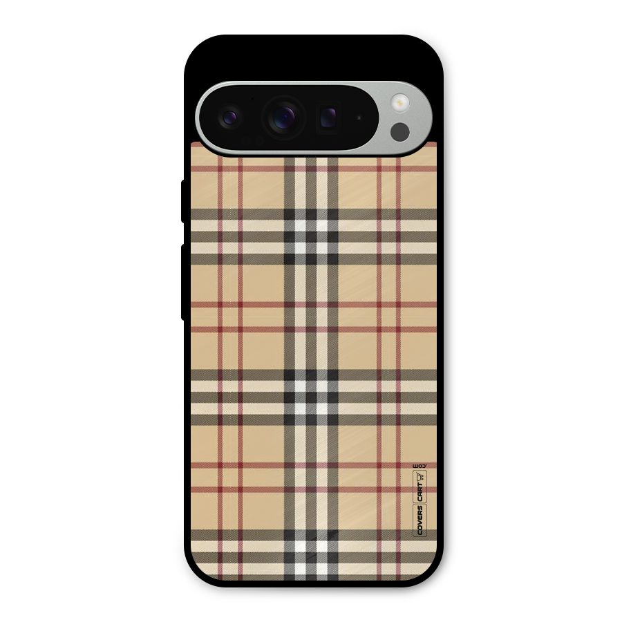 Beige Check Metal Back Case for Google Pixel 9 Pro XL