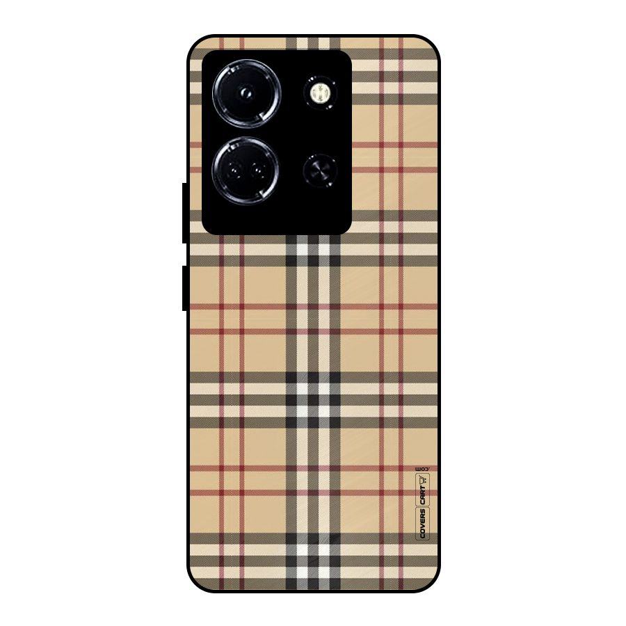 Beige Check Metal Back Case for Infinix Note 30 5G