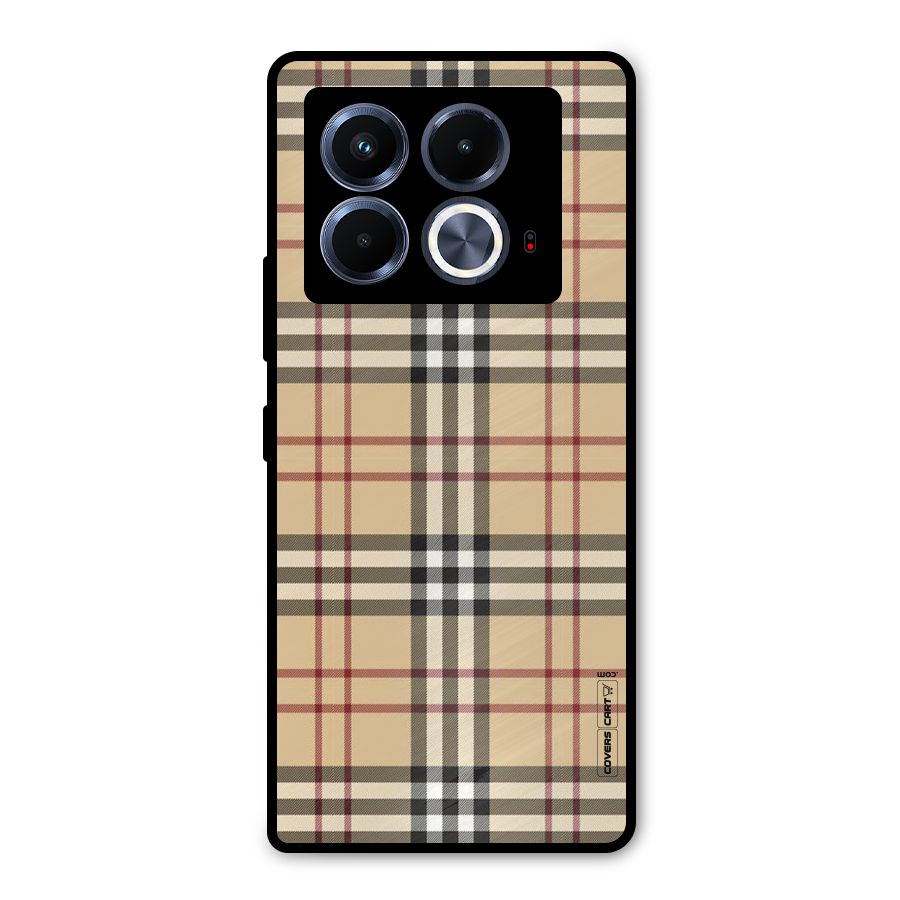 Beige Check Metal Back Case for Infinix Note 40 5G