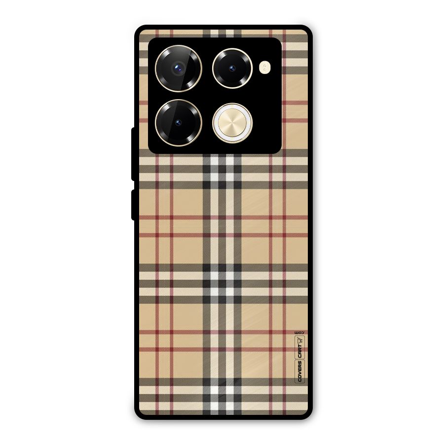 Beige Check Metal Back Case for Infinix Note 40 Pro Plus