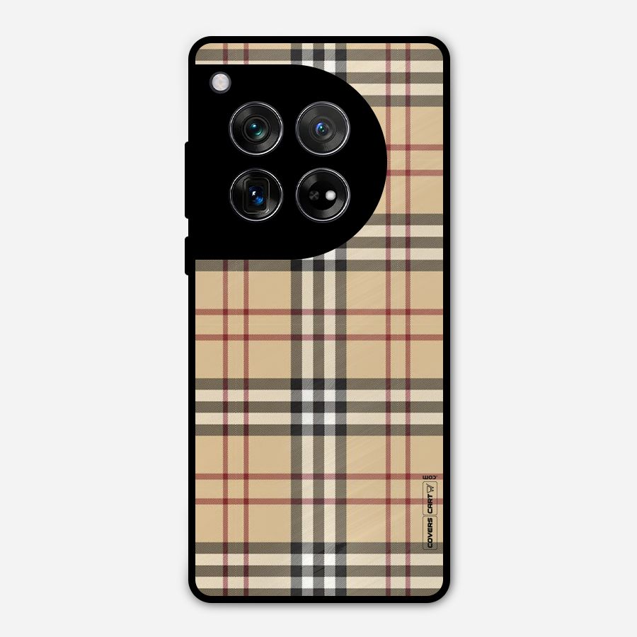 Beige Check Metal Back Case for OnePlus 12