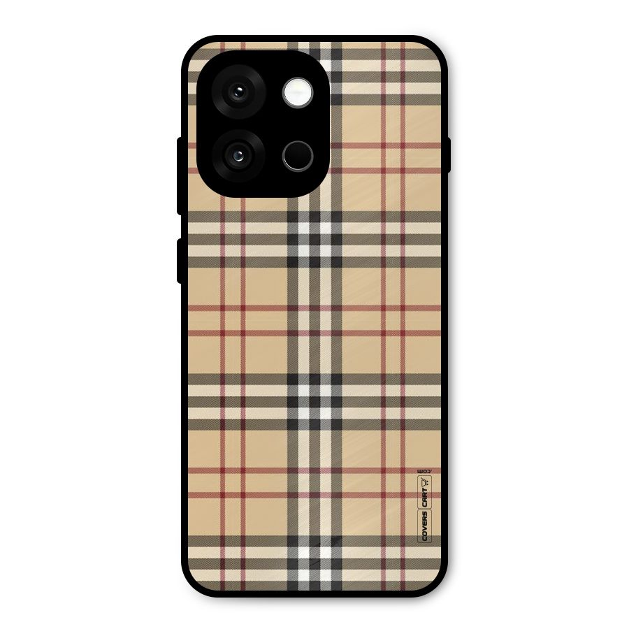 Beige Check Metal Back Case for OnePlus 13s