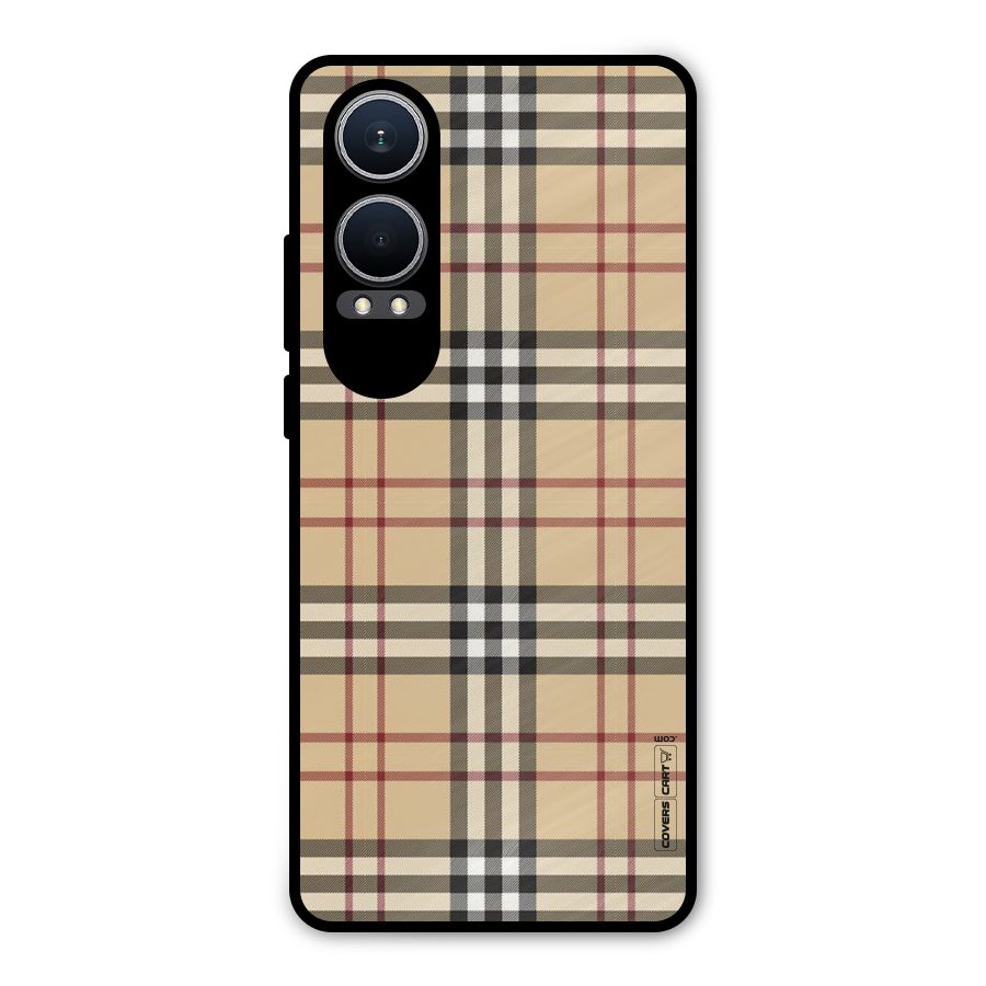 Beige Check Metal Back Case for OnePlus Nord CE4 Lite