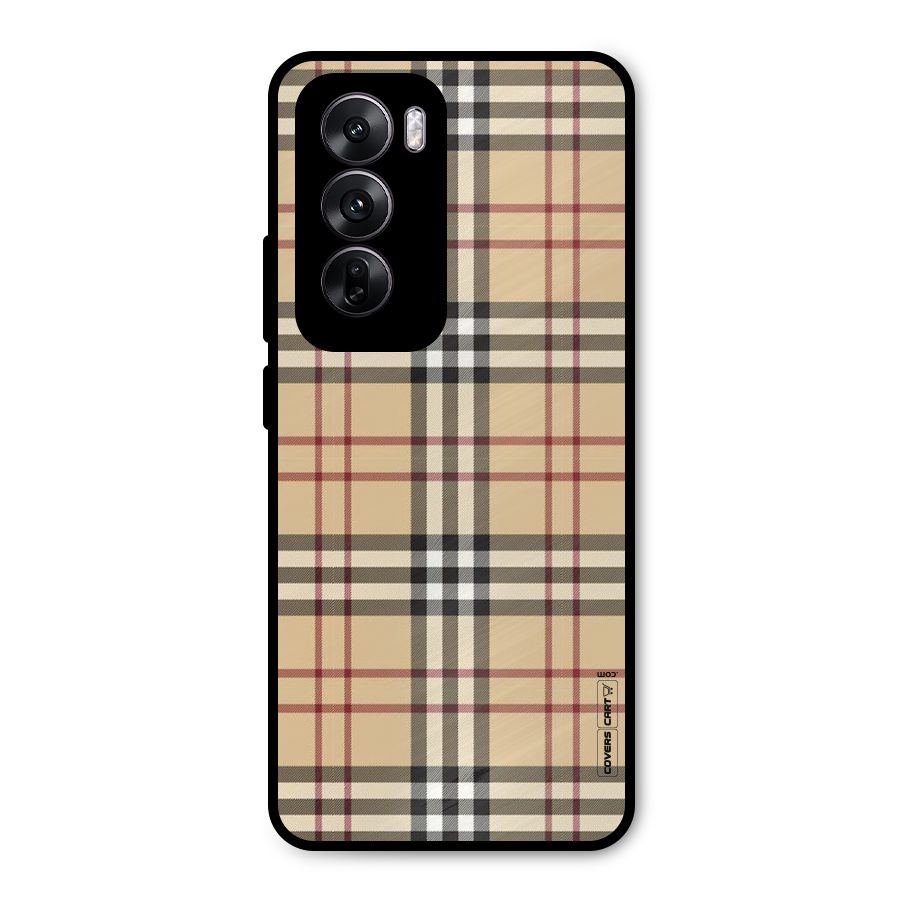 Beige Check Metal Back Case for Oppo Reno12