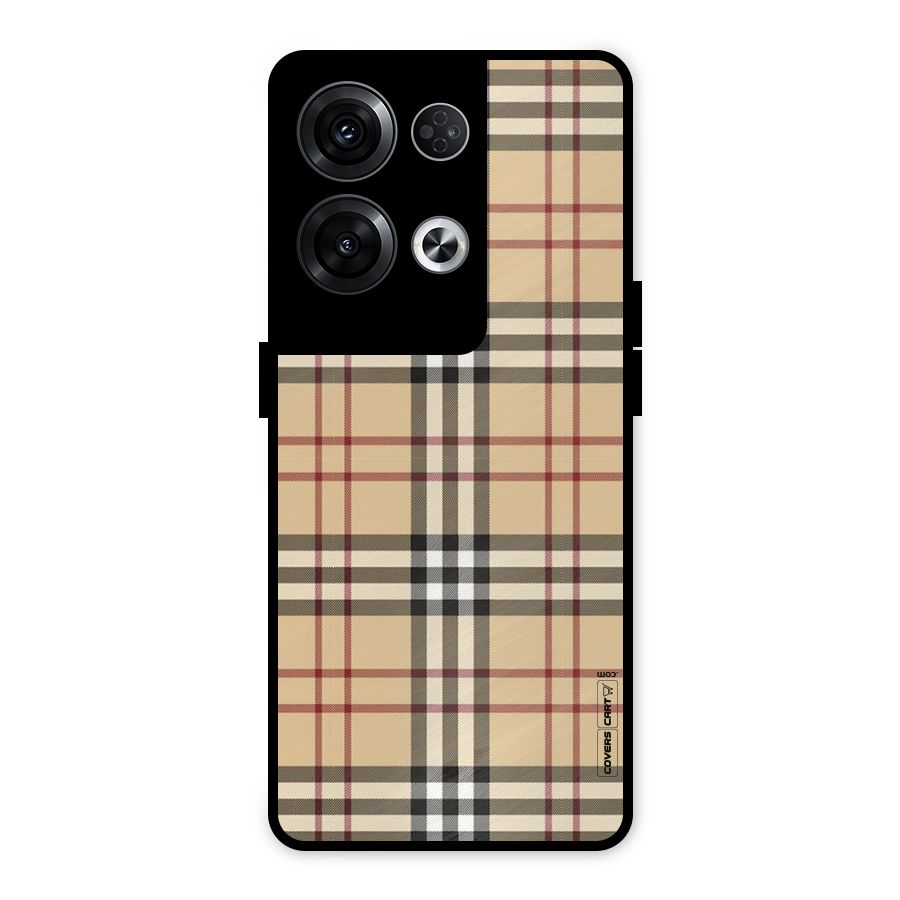 Beige Check Metal Back Case for Oppo Reno8 Pro 5G
