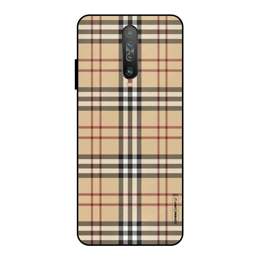 Beige Check Metal Back Case for Poco X2