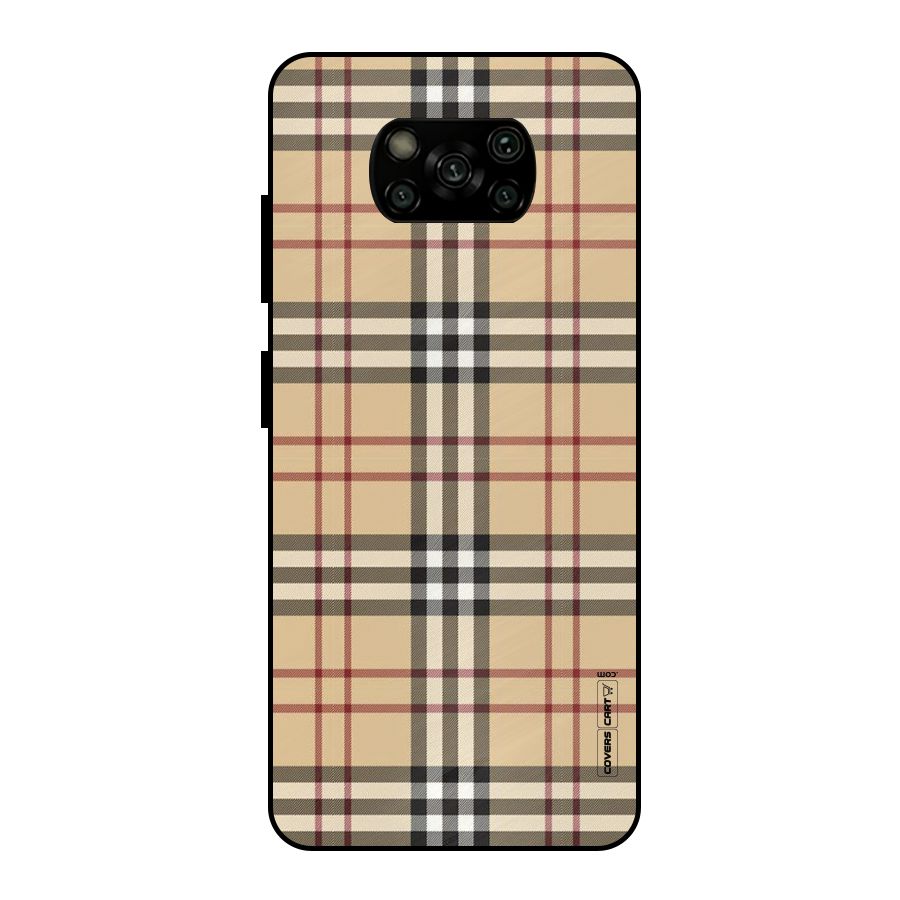 Beige Check Metal Back Case for Poco X3