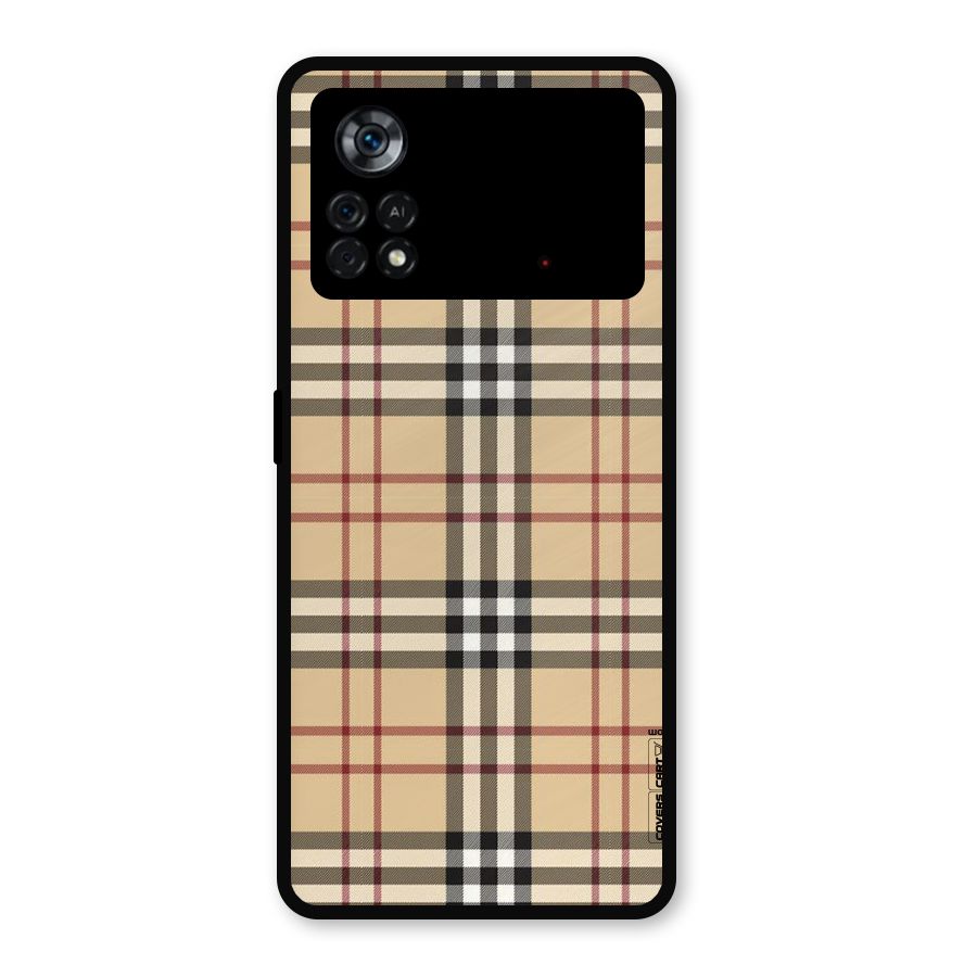 Beige Check Metal Back Case for Poco X4 Pro 5G