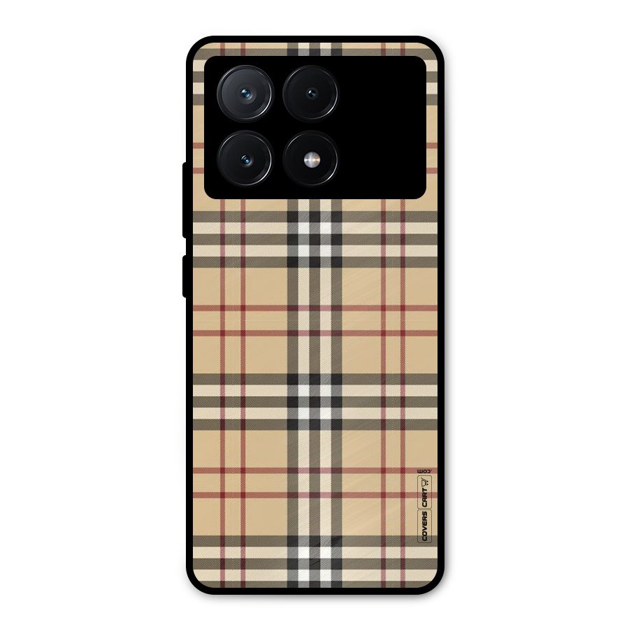 Beige Check Metal Back Case for Poco X6 Pro