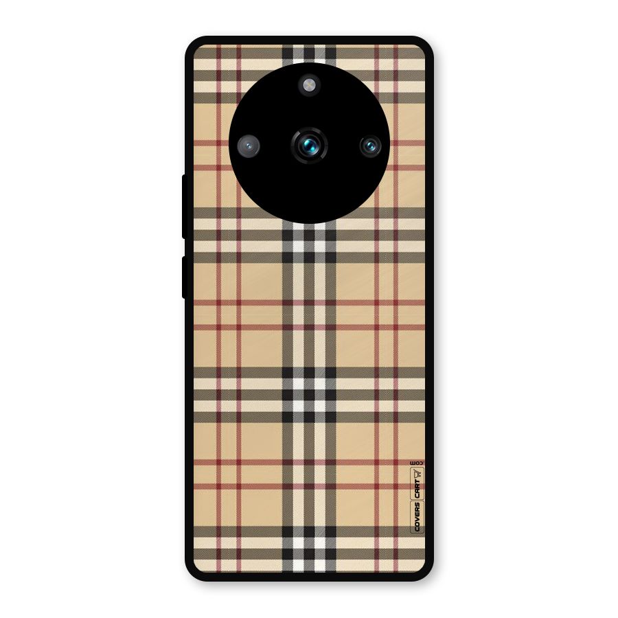 Beige Check Metal Back Case for Realme 11 Pro Plus