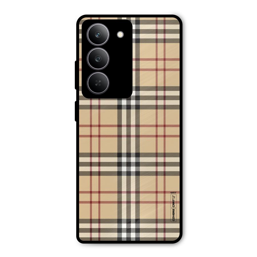 Beige Check Metal Back Case for Realme 14x