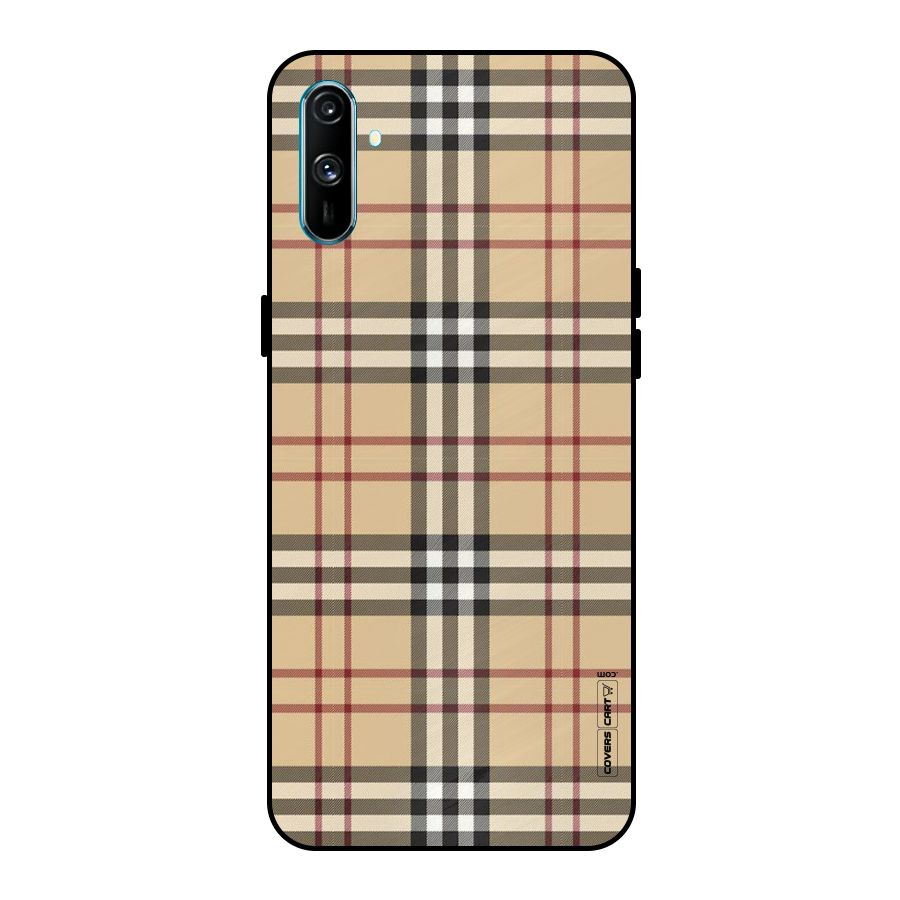 Beige Check Metal Back Case for Realme C3