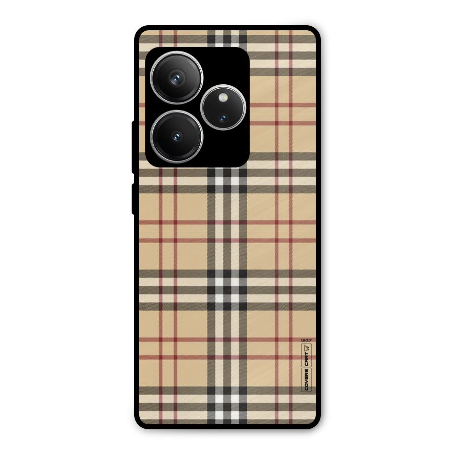Beige Check Metal Back Case for Realme GT 6