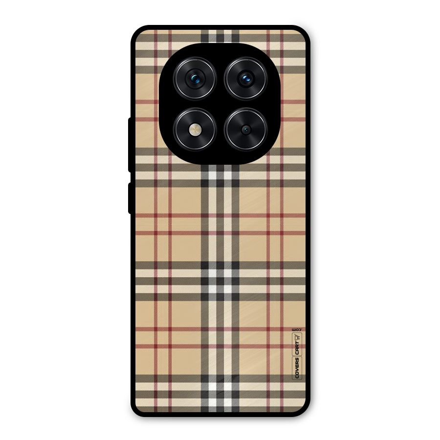 Beige Check Metal Back Case for Redmi Note 14 Pro 5G