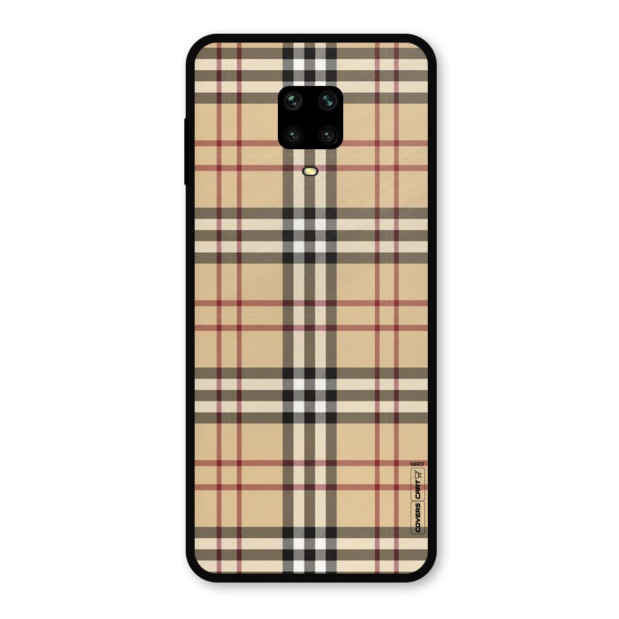 Beige Check Metal Back Case for Redmi Note 9 Pro Max