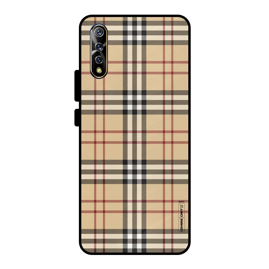 Beige Check Metal Back Case for Vivo S1