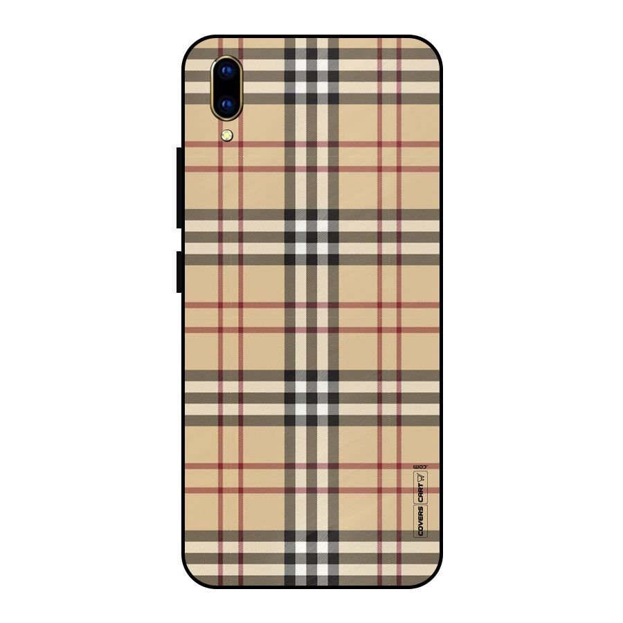 Beige Check Metal Back Case for Vivo V11 Pro
