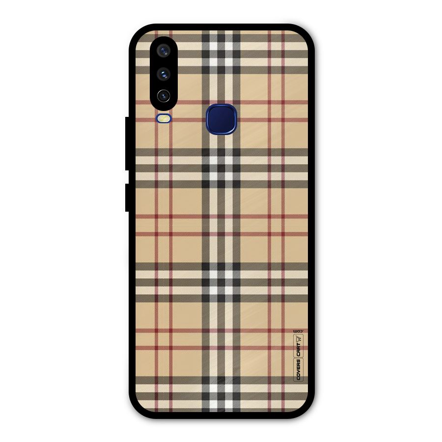 Beige Check Metal Back Case for Vivo V17