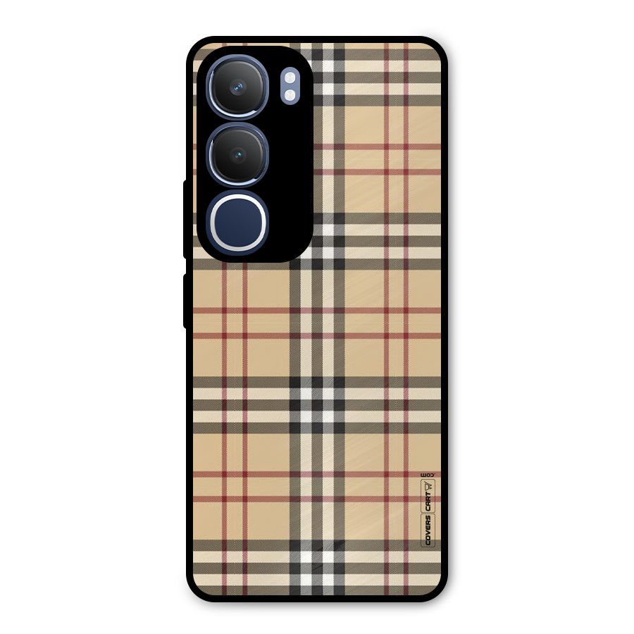 Beige Check Metal Back Case for Vivo Y29