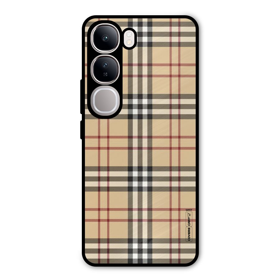 Beige Check Metal Back Case for Vivo Y300
