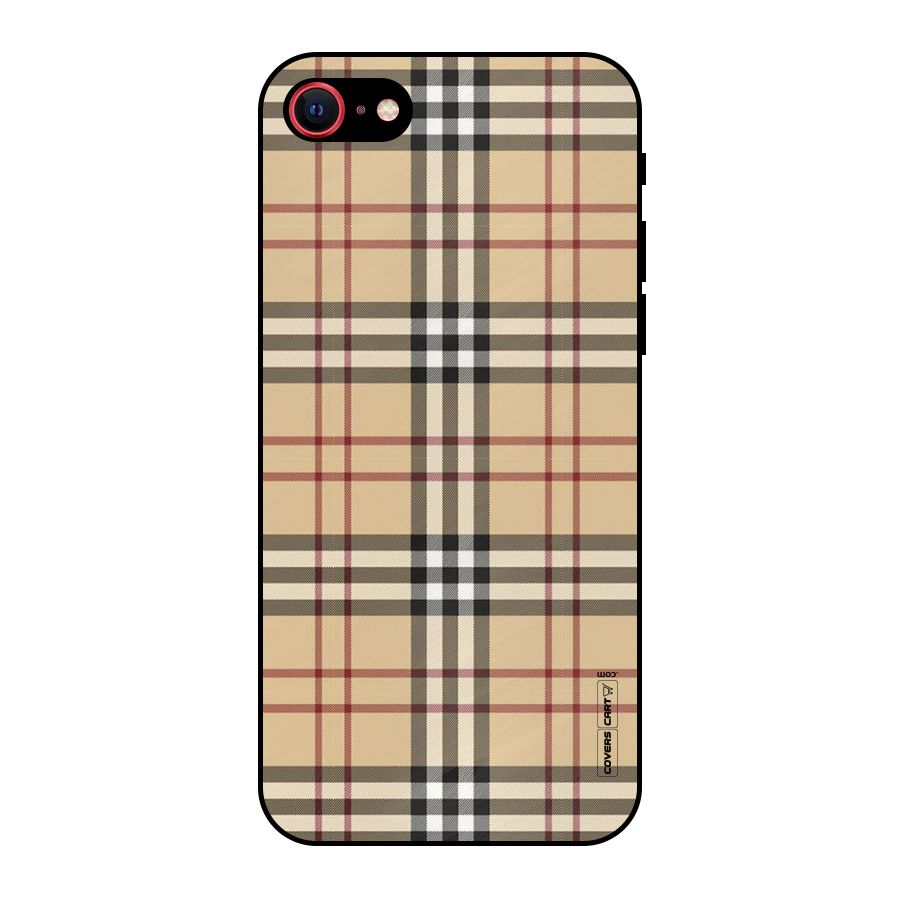 Beige Check Metal Back Case for iPhone 7